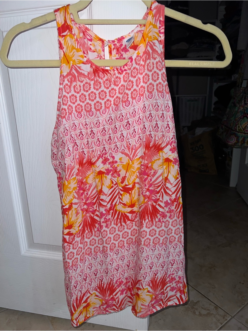 ‼️EUC: Old Navy Floral Lightweight Orange Tank Top - M